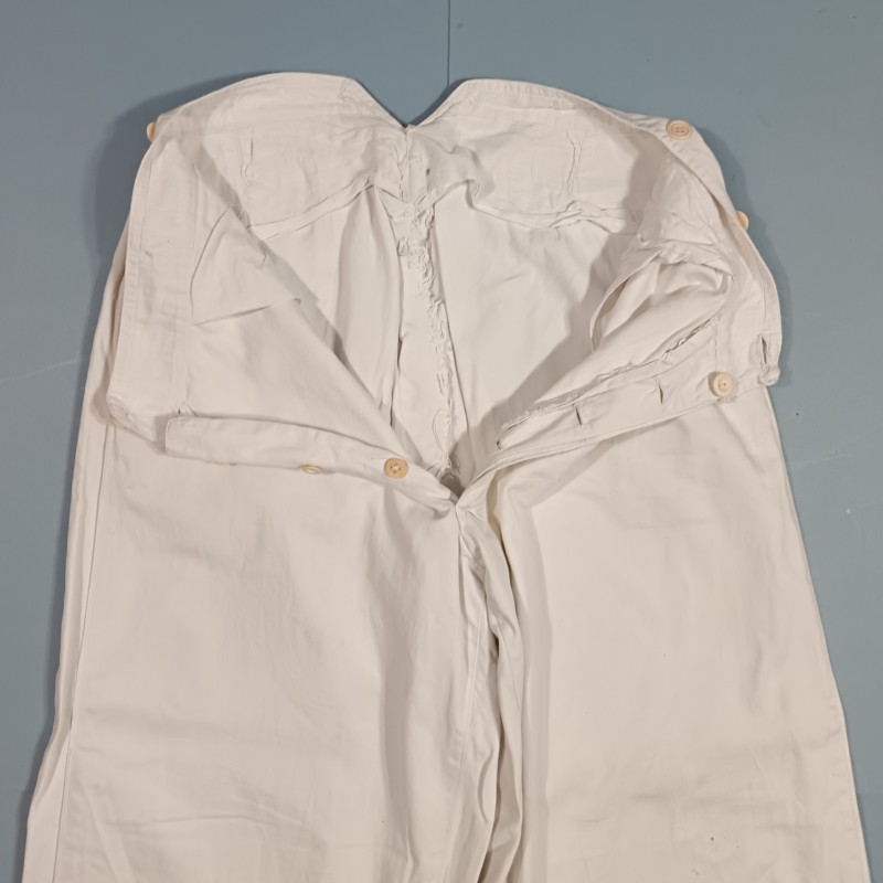 TENUE BLANCHE VESTE ET PANTALON EN COTON FIN MODELE ANCIEN UNIFORME DE TRAVAIL BOUTONS SAPEURS POMPIERS