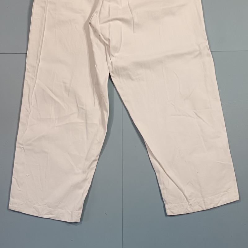 TENUE BLANCHE VESTE ET PANTALON EN COTON FIN MODELE ANCIEN UNIFORME DE TRAVAIL BOUTONS SAPEURS POMPIERS