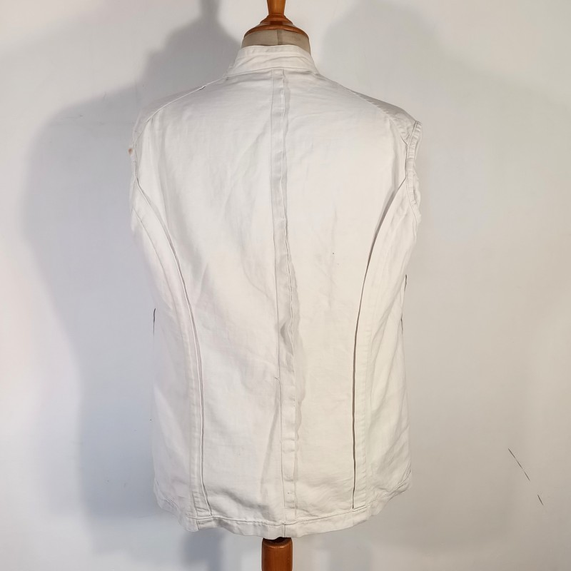 TENUE BLANCHE VESTE ET PANTALON EN COTON FIN MODELE ANCIEN UNIFORME DE TRAVAIL BOUTONS SAPEURS POMPIERS