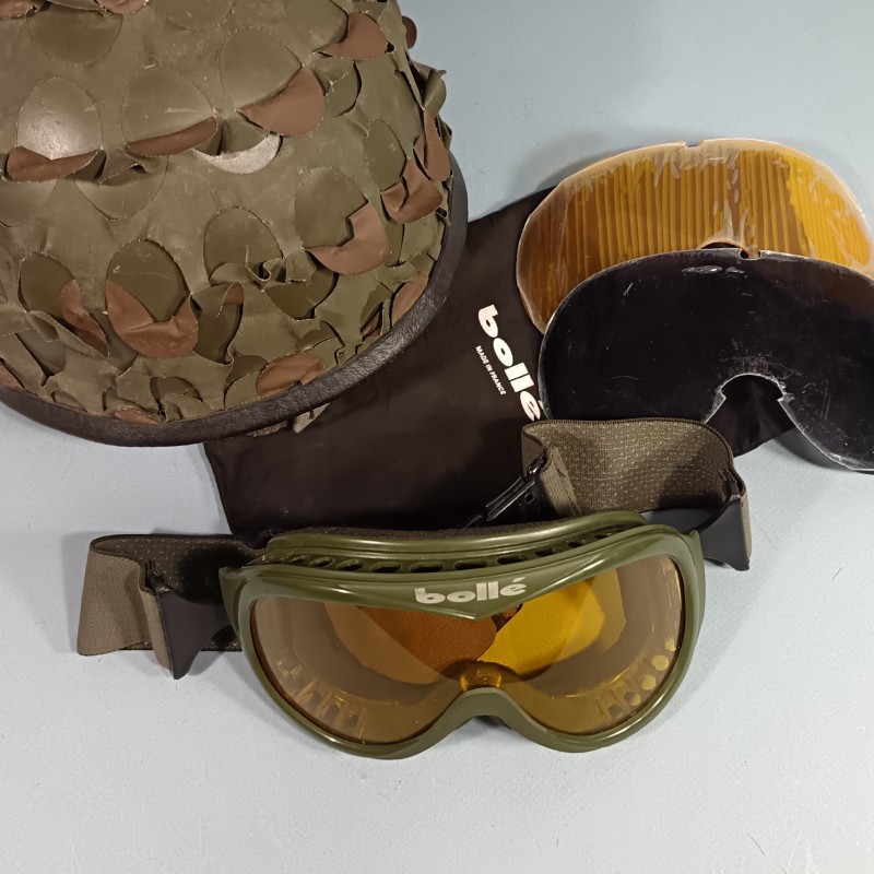 CASQUE F1 ARMEE FRANCAISE CAMOUFLE AVEC LA SALADE REGLEMENTAIRE + LUNETTE BOLLE
