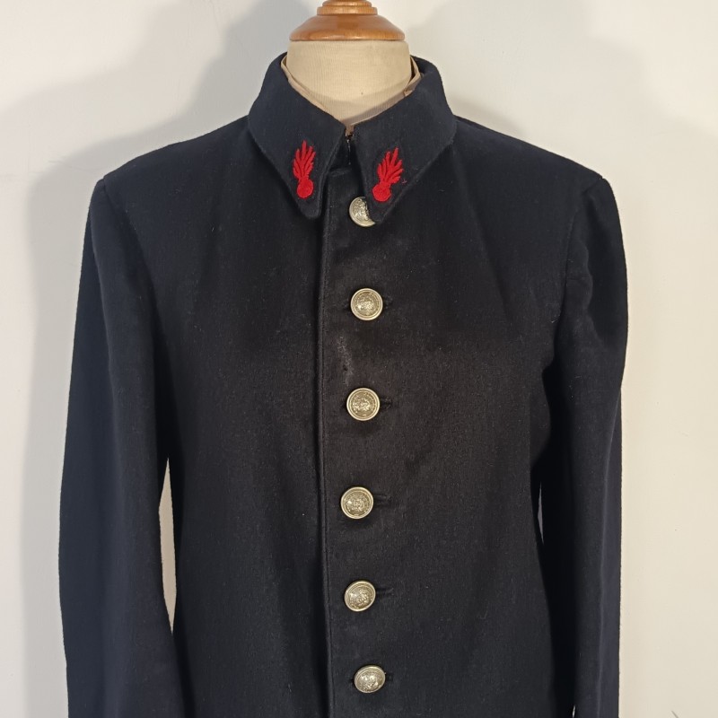 VESTE DES SAPEURS-POMPIERS COL POINTU DEMI SAXE VERS 1930 1940 DOUBLURE BLANCHE