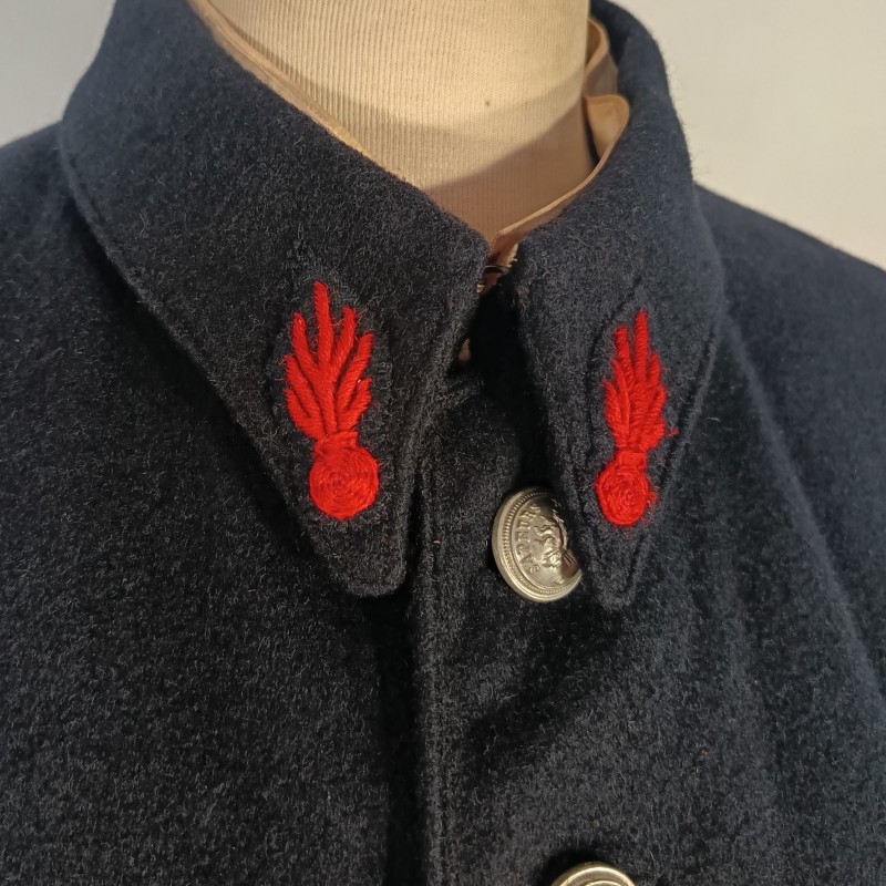 VESTE DES SAPEURS-POMPIERS COL POINTU DEMI SAXE VERS 1930 1940 DOUBLURE BLANCHE