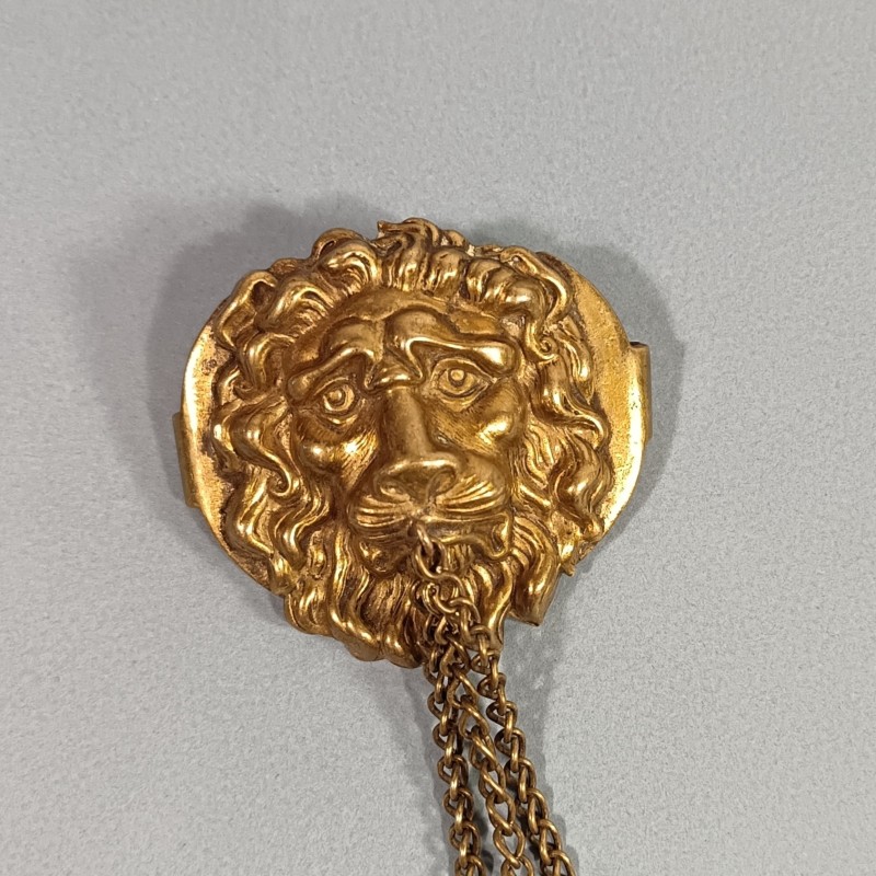 GARNITURES DE GIBERNE INFANTERIE ARTILLERIE MODELE TROISIEME REPUBLIQUE TETE DE LION CHAINETTES ET ECU A LA GRENADE