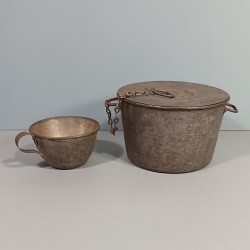 GAMELLE MODELE 1852 AVEC QUART EQUIPEMENT INDIVIDUELLE DU SOLDAT 1914-1918 DU "POILU"