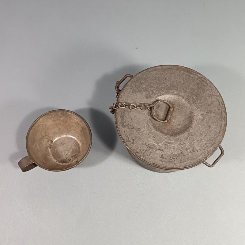GAMELLE MODELE 1852 AVEC QUART EQUIPEMENT INDIVIDUELLE DU SOLDAT 1914-1918 DU "POILU"