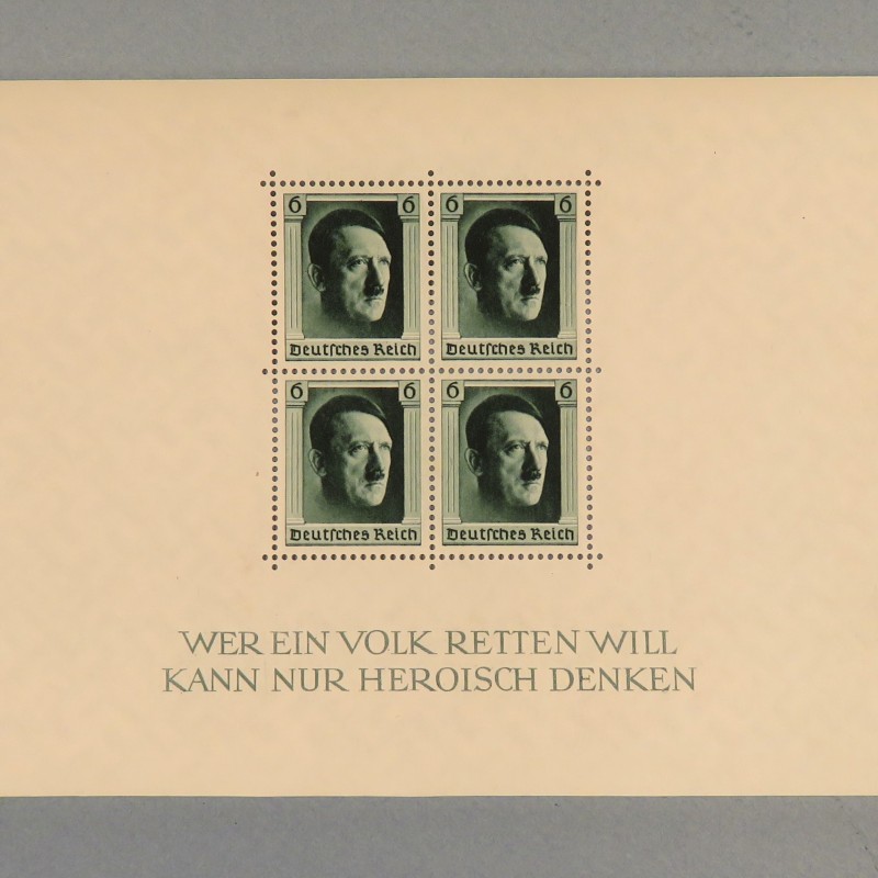 BLOCK FEUILLET DE 4 TIMBRES ALLEMAND III ème REICH ADOLF HITLER NUREMBERG 1937 JOUR DU PARTI