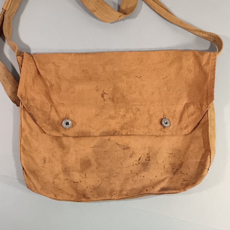 SAC OU MUSETTE BELLE COULEUR CACHOU ARMEE FRANCAISE MODELE 1892 FABRICANT OU USINE OUVROIR DE JAVEL A PARIS