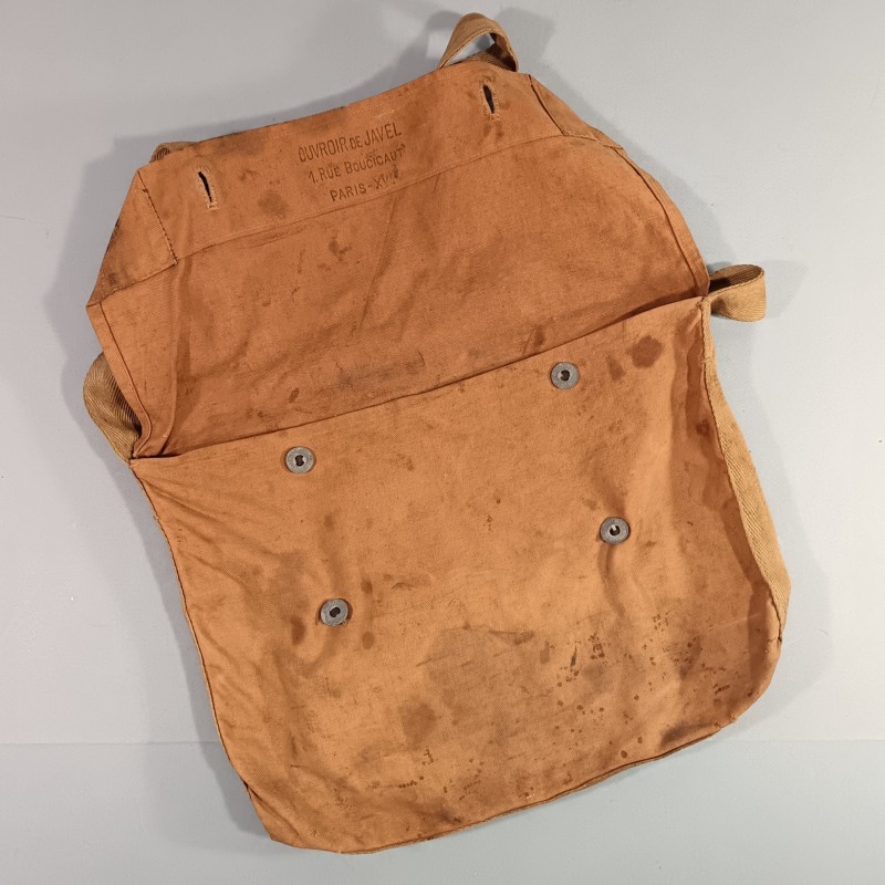 SAC OU MUSETTE BELLE COULEUR CACHOU ARMEE FRANCAISE MODELE 1892 FABRICANT OU USINE OUVROIR DE JAVEL A PARIS