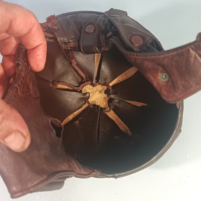 CASQUE DE PILOTE AVIATION 1940 EN CUIR GUENEAU AIRAILE OU ZINSZNER