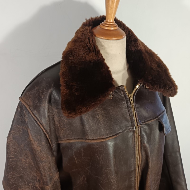 BLOUSON CUIR OU VESTE AVIATION ARMEE DE L'AIR ANNEES 1950 FABRICATION CIVIL OU MILITAIRE VINTAGE