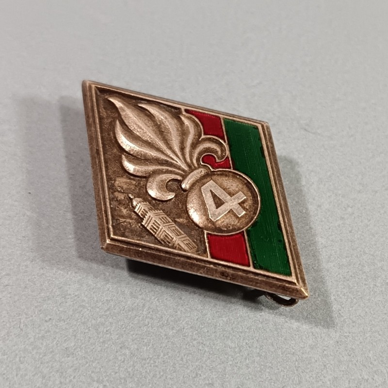 INSIGNE MILITAIRE 4 ème REI INFANTERIE LEGION ETRANGERE FABRICATION DRAGO PARIS NICE RUE OLIVIER METRA
