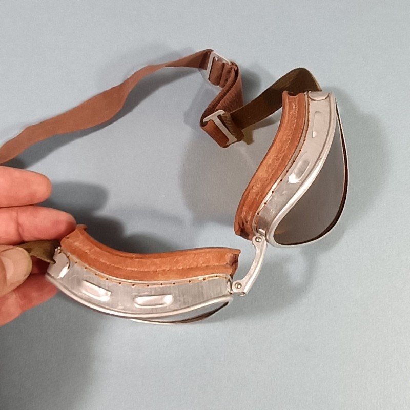 LUNETTE DE MOTOCYCLISTE OU PILOTE FABRICATION ITALIENNE ANNEES 1940 AFRIQUE DU NORD TROPICAL GOGGLES