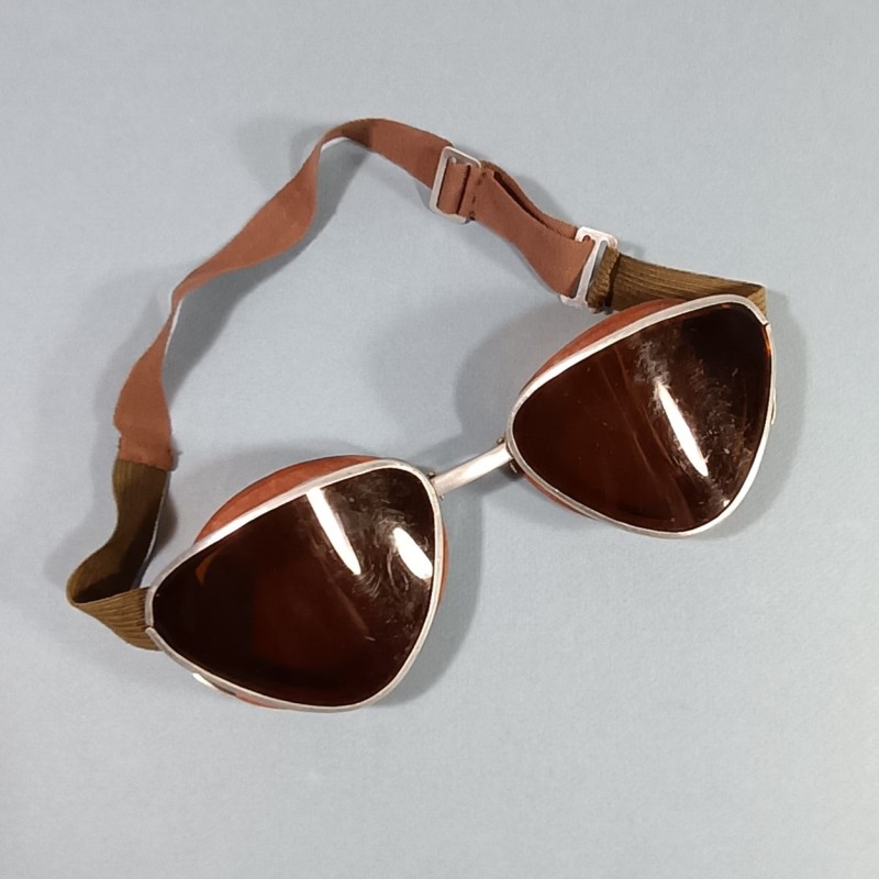 LUNETTE DE MOTOCYCLISTE OU PILOTE FABRICATION ITALIENNE ANNEES 1940 AFRIQUE DU NORD TROPICAL GOGGLES