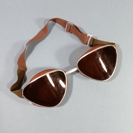 LUNETTE DE MOTOCYCLISTE OU PILOTE FABRICATION ITALIENNE ANNEES 1940 AFRIQUE DU NORD TROPICAL GOGGLES