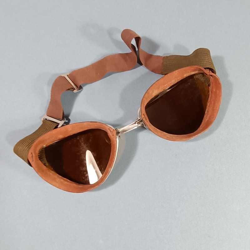 LUNETTE DE MOTOCYCLISTE OU PILOTE FABRICATION ITALIENNE ANNEES 1940 AFRIQUE DU NORD TROPICAL GOGGLES