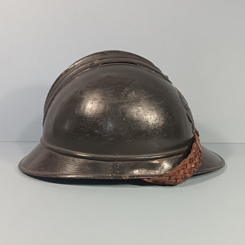 CASQUE ADRIAN MODELE 1915 OFFICIER MEDECIN COMPLET GUERRE 1914-1918 JUGULAIRE OFFICIER FANTAISIE TAILLE 59