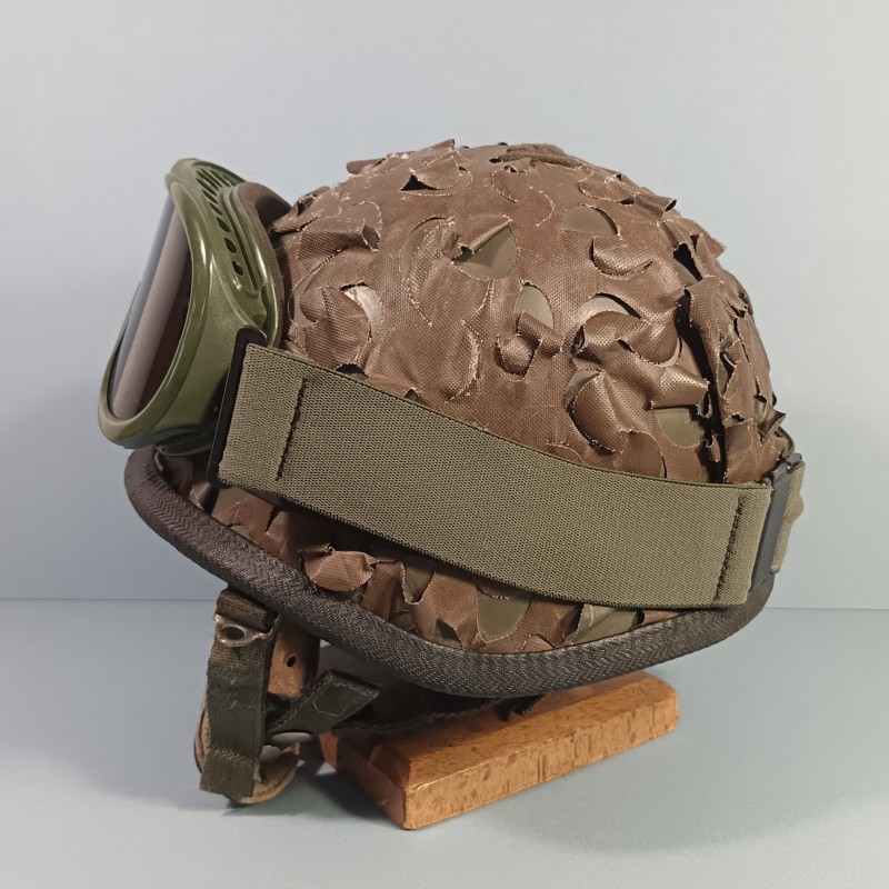 CASQUE F1 ARMEE FRANCAISE CAMOUFLE AVEC LA SALADE REGLEMENTAIRE + LUNETTE BOLLE LEGION ETRANGERE ET TTA