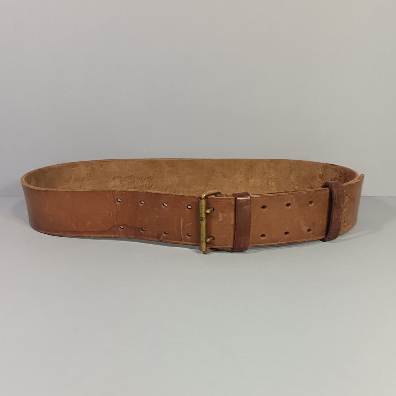 CEINTURON TROUPE EN CUIR MARRON MODELE 1903/1914 BOUCLE EN LAITON PREMIERE ET SECONDE GUERRE