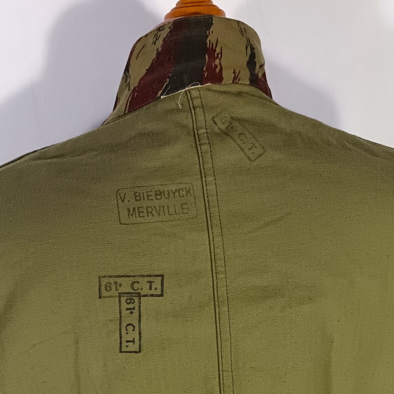 VESTE DE SAUT CAMOUFLEE DE PARACHUTISTE TAP MODELE 47/56 TROUPES AEROPORTEES 61 ème CT Cie DE TRANSMISSIONS