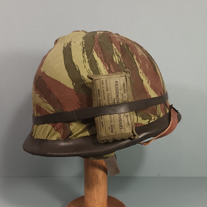 CASQUE FRANCAIS MODELE 1951 ET CAPUCHE 47-56 CASQUE LOURD MAMOU 1956 ET LINER ESPERAZA 1956