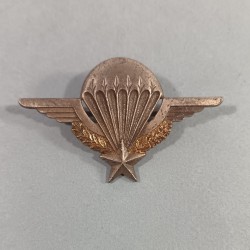 INSIGNE MILITAIRE BREVET PARACHUTISTE NON NUMEROTE EFFACE FABRICATION LE CANNET ANDORE ATTACHE A BOULES