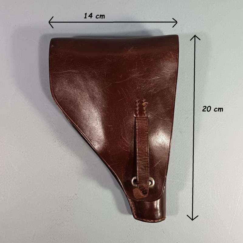 BEL ETUI D'OFFICIER EN CUIR MARRON MODELE POUR PA 7.65 DE TYPE RUBY PISTOLET AUTOMATIQUE SECONDE GUERRE