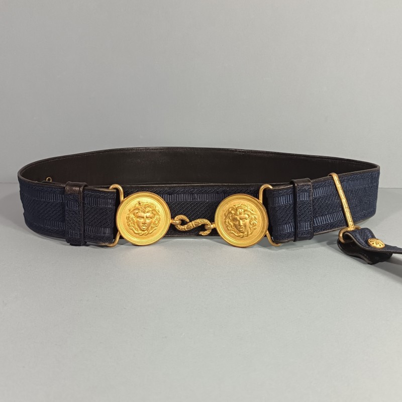 CEINTURON D'UNIFORME OFFICIER BOUCLES DOREES AVEC TETES DE GORGONE MODELE TOUTES ARMES 1922-1931