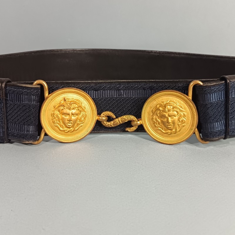 CEINTURON D'UNIFORME OFFICIER BOUCLES DOREES AVEC TETES DE GORGONE MODELE TOUTES ARMES 1922-1931