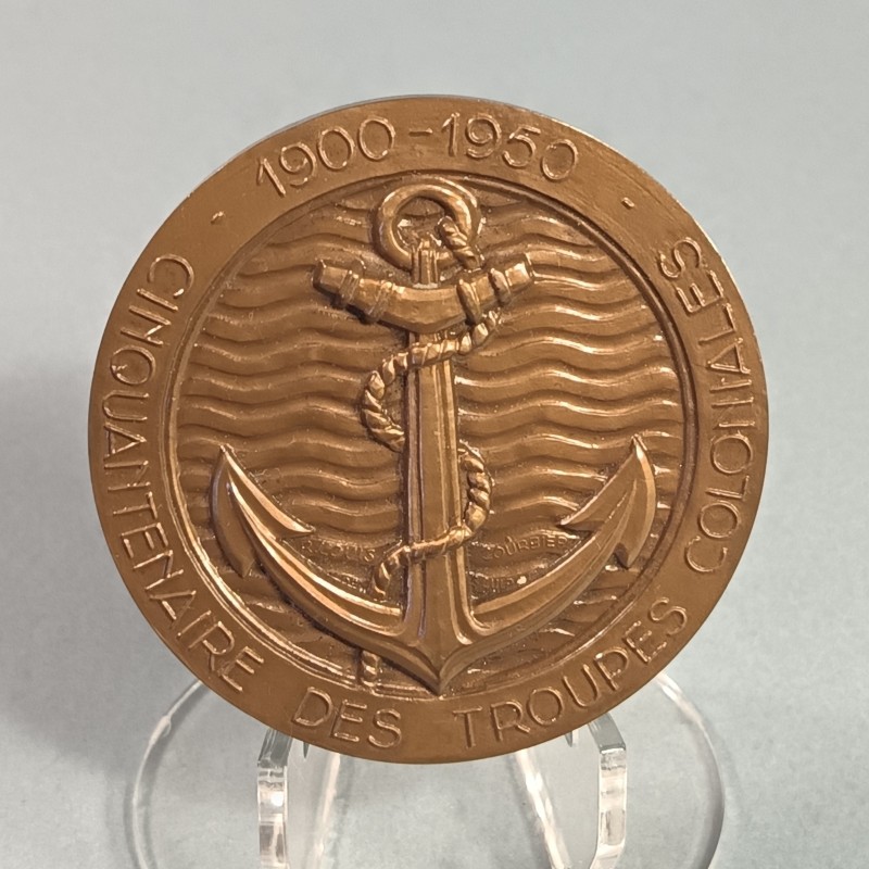 MEDAILLE EN BRONZE DU CINQUANTENAIRE DES TROUPES COLONIALES 1900 - 1950