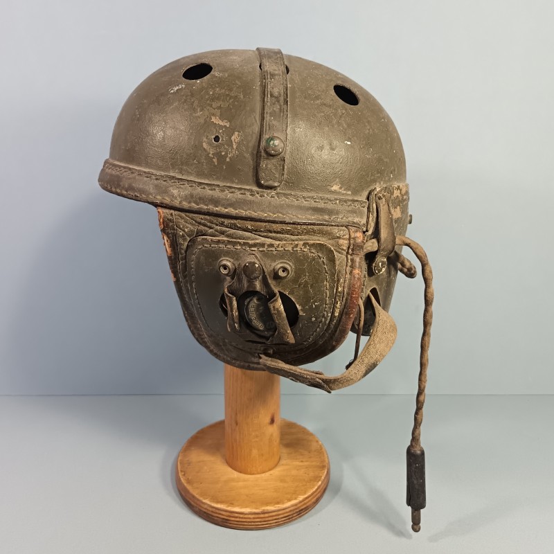 CASQUE DE TANKISTE US MODELE 1938-41 FABRICAN WILSON ATH GOODS MFG AVEC SES ECOUTEURS R14 ENSEMBLE JUS DE GRENIER