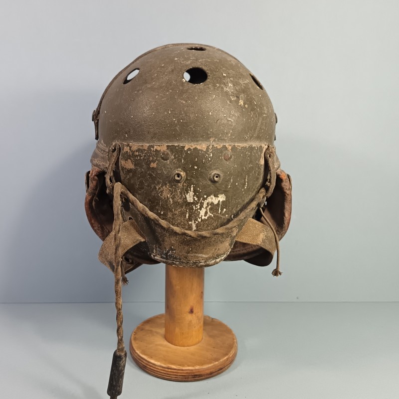 CASQUE DE TANKISTE US MODELE 1938-41 FABRICAN WILSON ATH GOODS MFG AVEC SES ECOUTEURS R14 ENSEMBLE JUS DE GRENIER