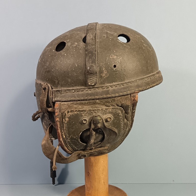 CASQUE DE TANKISTE US MODELE 1938-41 FABRICAN WILSON ATH GOODS MFG AVEC SES ECOUTEURS R14 ENSEMBLE JUS DE GRENIER