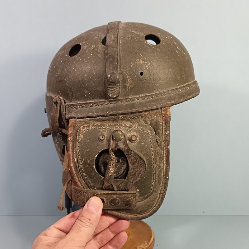 CASQUE DE TANKISTE US MODELE 1938-41 FABRICAN WILSON ATH GOODS MFG AVEC SES ECOUTEURS R14 ENSEMBLE JUS DE GRENIER
