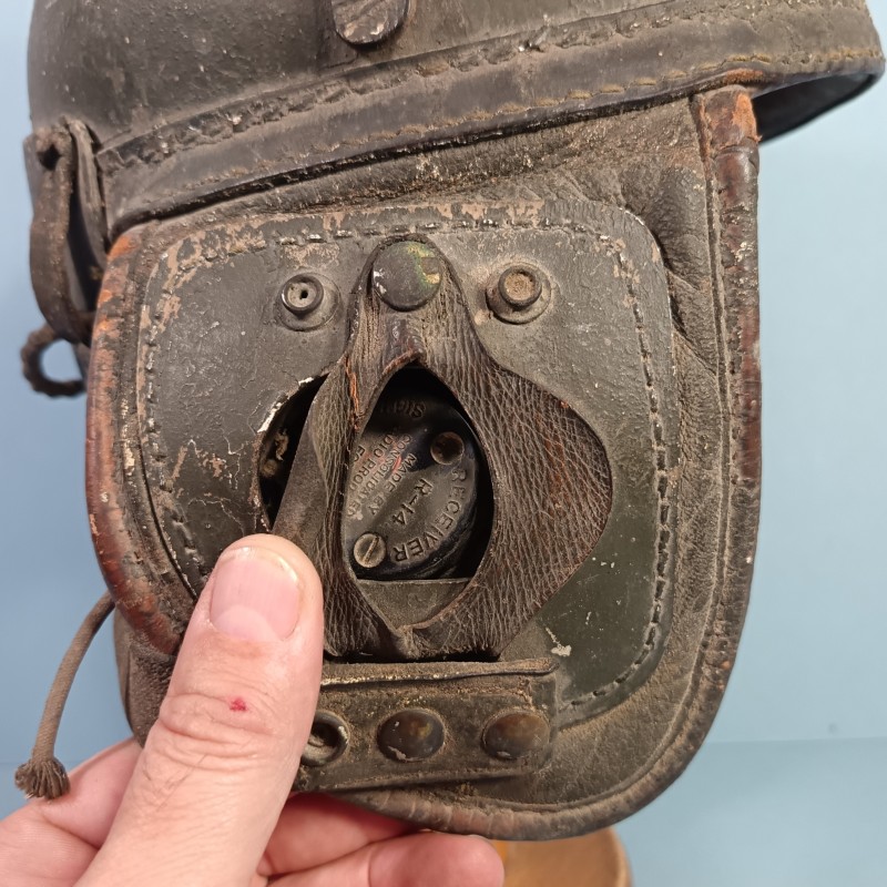CASQUE DE TANKISTE US MODELE 1938-41 FABRICAN WILSON ATH GOODS MFG AVEC SES ECOUTEURS R14 ENSEMBLE JUS DE GRENIER