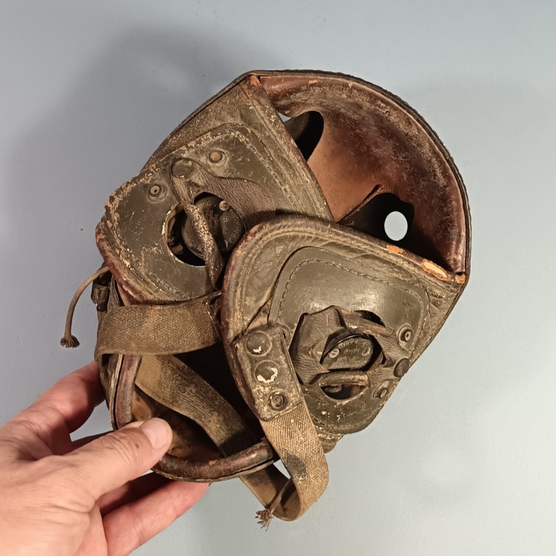 CASQUE DE TANKISTE US MODELE 1938-41 FABRICAN WILSON ATH GOODS MFG AVEC SES ECOUTEURS R14 ENSEMBLE JUS DE GRENIER