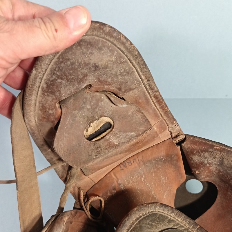 CASQUE DE TANKISTE US MODELE 1938-41 FABRICAN WILSON ATH GOODS MFG AVEC SES ECOUTEURS R14 ENSEMBLE JUS DE GRENIER
