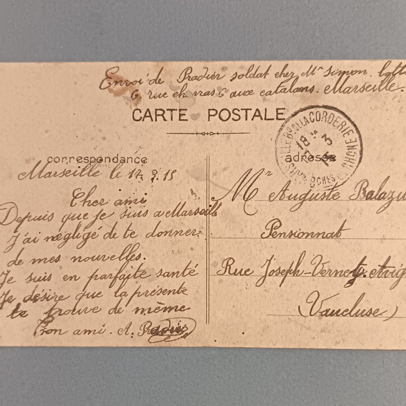 CARTE POSTAL PATRIOTIQUE LE CHIEN AMBULANCIER GUERRE 1915 1918 ECRITE PAR LE SOLDAT PRADIER ET TAMPONNEE 1915