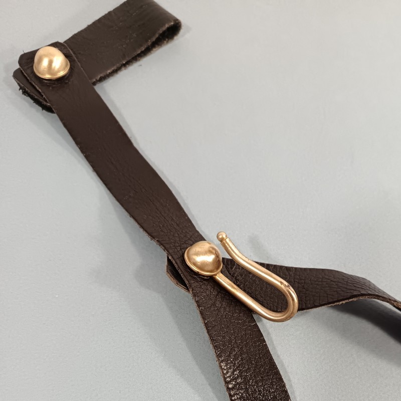 SUSPENTE BELIERE DOUBLE POUR SABRE MODELE F1 ECOLE MILITAIRE ESM ST CYR EN CUIR AVEC MOUSQUETONS ET CROCHET DE SABRE