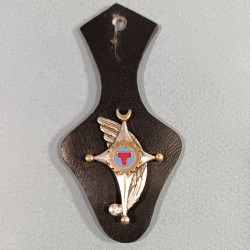 INSIGNE MILITAIRE GTR 805 GROUPE DES TRANSMISSIONS REGIONALES AIR FABRICATION DRAGO PARIS G685 SUR SON CUIR