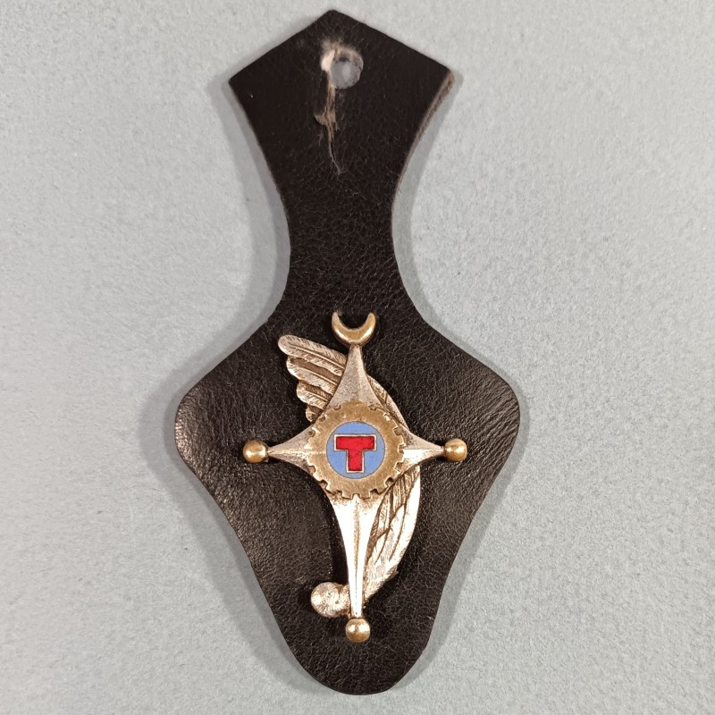 INSIGNE MILITAIRE GTR 805 GROUPE DES TRANSMISSIONS REGIONALES AIR FABRICATION DRAGO PARIS G685 SUR SON CUIR
