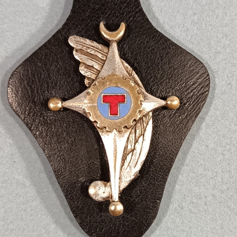 INSIGNE MILITAIRE GTR 805 GROUPE DES TRANSMISSIONS REGIONALES AIR FABRICATION DRAGO PARIS G685 SUR SON CUIR