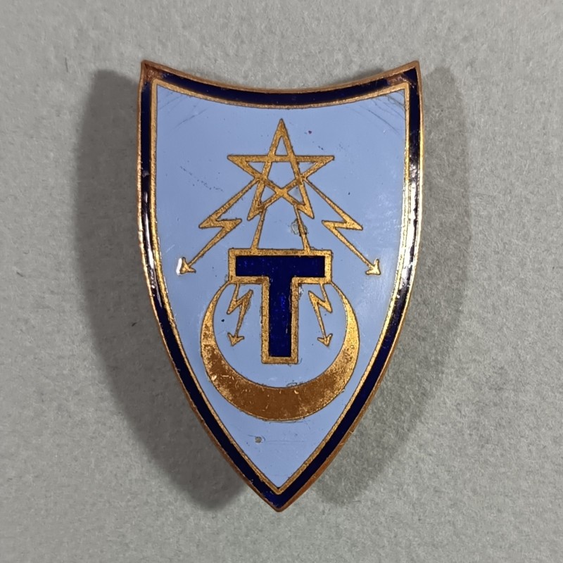 INSIGNE MILITAIRE 91-84 ème COMPAGNIE MIXTE DE TRANSMISSIONS FABRICATION NON MARQUEE ANNEES 1940