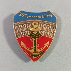 INSIGNE MILITAIRE 36 ème COMPAGNIE DE CAMP NIMES FABRICANT DRAGO PARIS G2351 ANNEES 1970