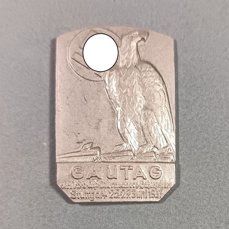 ALLEMAGNE INSIGNE DE JOURNEE DU NSDAP 25-27 JUIN 1937 FABRICATION SECONDE GUERRE FR. ZIMMERMANN STUTTGART HAUTEUR 4.3 cm GAUTAG