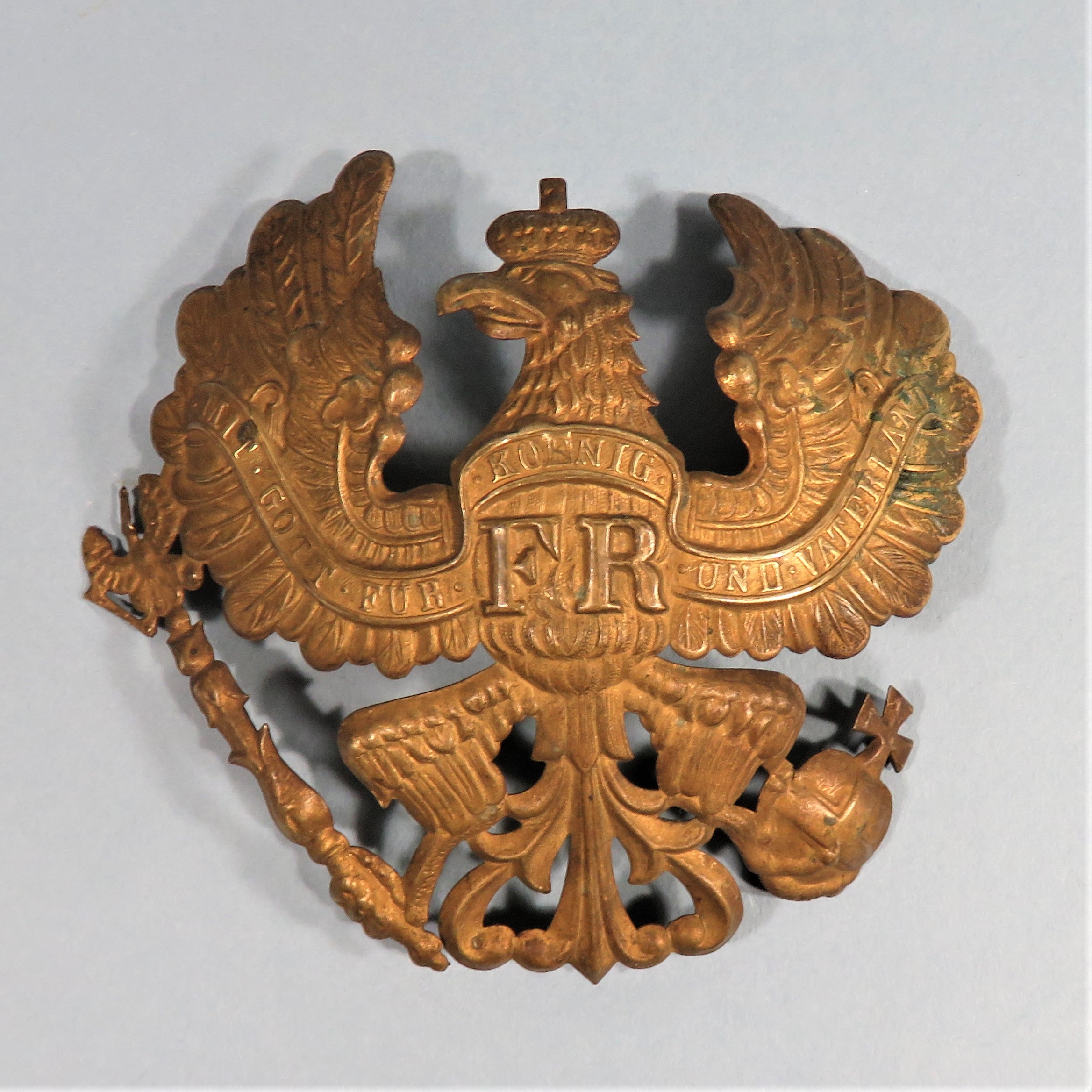 CASQUE PRUSSIEN EN Laiton Wappen De Champ Prussien Fait Main WW1
