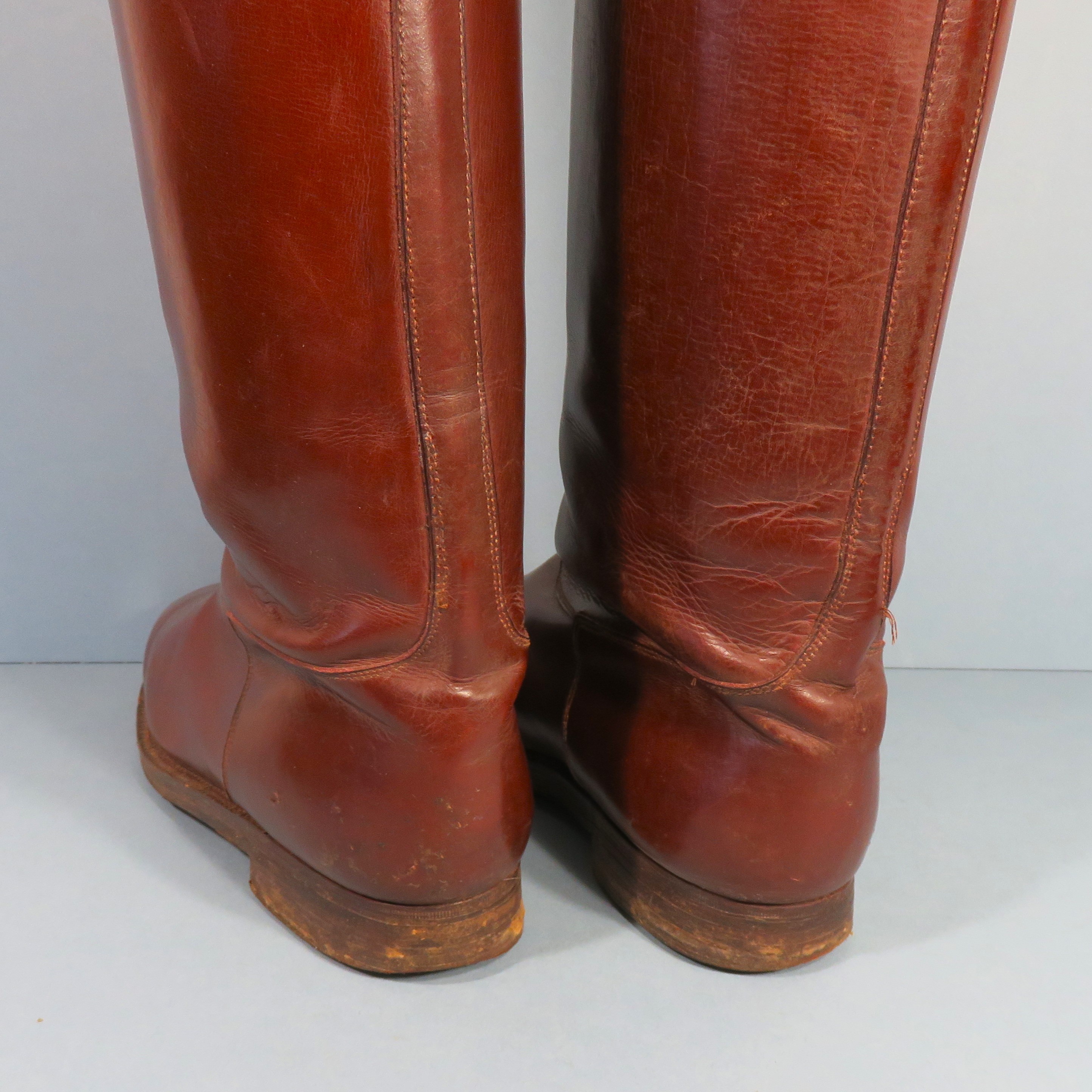 Ensemble Bottes Chasse Militaires Antiques Swaine & Adeney Cuir étui